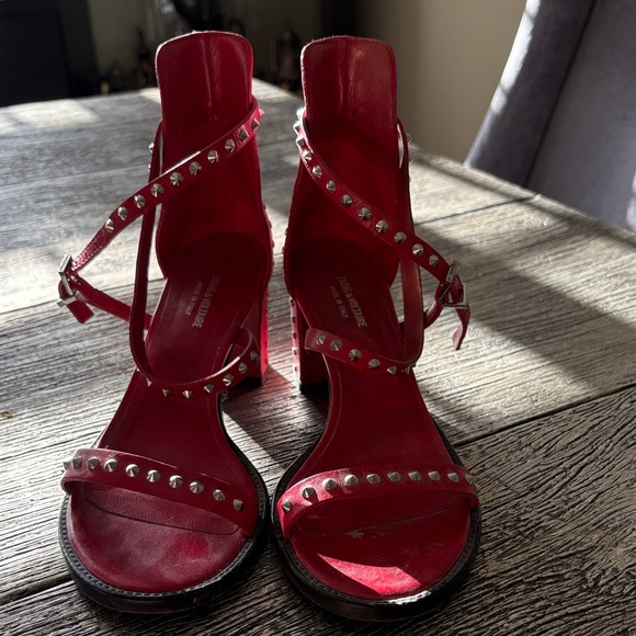 Zadig and Voltaire Red Studded Women's Sandals. - Picture 1 of 7